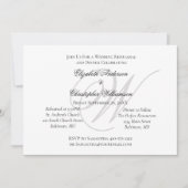 Invitation Monogramme noir blanc argent Réception de mariage (Devant)