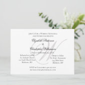 Invitation Monogramme noir blanc argent Réception de mariage (Debout devant)