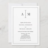 Invitation Monogramme noir blanc minimum Mariage simple front (Devant)