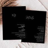 Invitation Monogramme noir classique moderne tout en un Maria