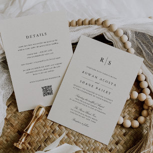 Invitation Monogramme noir & écrin classique tout en un Maria