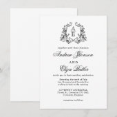 Invitation Monogramme noir et blanc classique (Devant / Derrière)