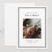 Invitation Monogramme noir et blanc classique absolu (Devant / Derrière)