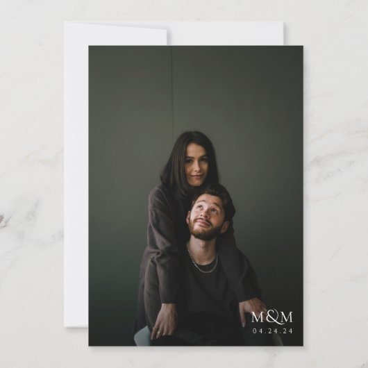 Invitation Monogramme noir et blanc classique et Mariage de c (Dos)