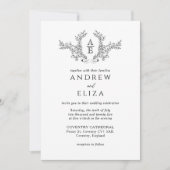 Invitation Monogramme noir et blanc de luxe classi (Devant)
