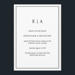 Invitation monogramme noir et blanc élégant<br><div class="desc">Faire-part de mariage monogramme minimaliste noir et blanc peut être entièrement customisé pour répondre à vos besoins. © Gorjo Designs via Zazzle. // Besoin d'aide pour customiser votre design ? Vous avez d'autres idées ? N'hésitez pas à me contacter (Zoe) directement via le lien ci-dessous >> ‘Contactez ce Concepteur’</div>
