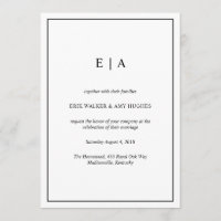 Invitation monogramme noir et blanc élégant