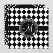 Invitation Monogramme noir et blanc fait sur commande de (Devant / Derrière)