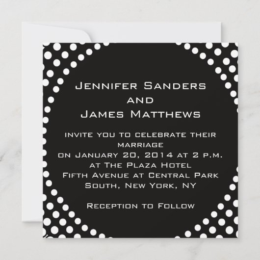 Invitation Monogramme noir et blanc fait sur commande de (Dos)