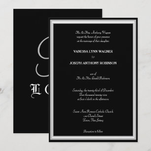 Invitation Monogramme noir et blanc formel 