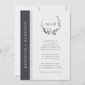 Invitation Monogramme noir et blanc Mariage de code QR (Devant)