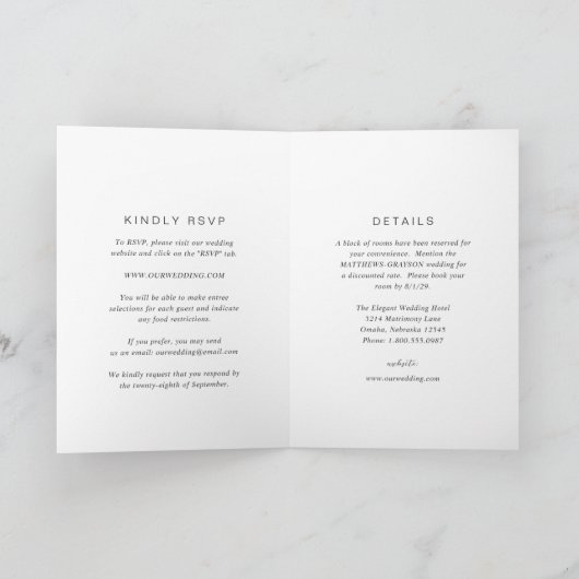 Invitation Monogramme noir et blanc Mariage élégant (Intérieur)