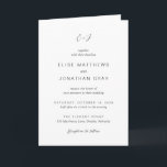 Invitation Monogramme noir et blanc Mariage élégant<br><div class="desc">Elégante invitation pliée mariage avec un style classique alliant le serif traditionnel,  le sans serif moderne et les polices de caractères élégantes.</div>