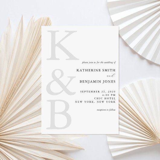 Invitation Monogramme noir et blanc moderne Mariage minimalis