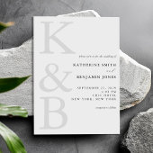 Invitation Monogramme noir et blanc moderne Mariage minimalis