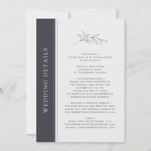 Invitation Monogramme noir et blanc tout en un Mariage (Dos)