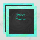 Invitation Monogramme noir et bleu de la menthe (Devant / Derrière)