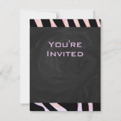 Invitation Monogramme noir et rose Zebra (Devant)