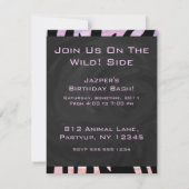 Invitation Monogramme noir et rose Zebra (Dos)