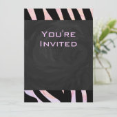 Invitation Monogramme noir et rose Zebra (Debout devant)