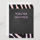 Invitation Monogramme noir et rose Zebra (Devant)