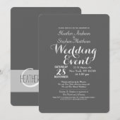 Invitation Monogramme noir, gris et blanc simple et élégant (Devant / Derrière)