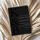 Invitation Monogramme noir mat moderne Mariage minimaliste