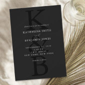 Invitation Monogramme noir mat moderne Mariage minimaliste