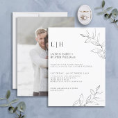 Invitation Monogramme noir moderne Mariage photo Botanique In