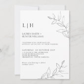 Invitation Monogramme noir moderne Mariage photo Botanique In (Devant)