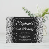 Invitation Monogramme Noir Paillettes Argent 50e Anniversaire (Debout devant)