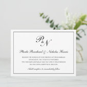 Invitation Monogramme noir traditionnel Mariage officiel (Debout devant)