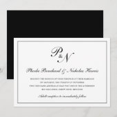 Invitation Monogramme noir traditionnel Mariage officiel (Devant / Derrière)