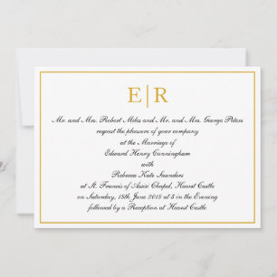 Invitation Monogramme officiel Calligraphie Élégant Mariage O