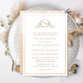 Invitation Monogramme officiel crème beige Mariage d'aquarell