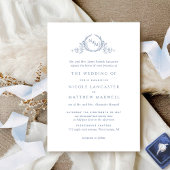 Invitation Monogramme officiel Dusty Blue Watercolor Mariage