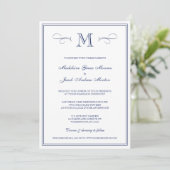 Invitation Monogramme officiel| Mariage bleu foncé (Debout devant)