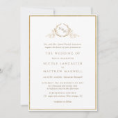 Invitation Monogramme officiel Mariage d'aquarelle or et beig (Devant)