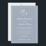 Invitation Monogramme officiel simple et élégant Dusty Mariag<br><div class="desc">Faire-part de mariage bleu poussiéreux de style traditionnel avec un design simple et classique avec vos deux monogrammes initiaux et vos noms dans une calligraphie élégante à l'intérieur d'une mince bordure. Tous les éléments de conception peuvent être modifiés dans l'outil d'édition de conception. Ces invitations de mariage élégantes sont parfaites...</div>