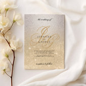 Invitation Monogramme or argenté initial ombre parties scinti