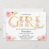 Invitation Monogramme or Baby shower fille (Devant)