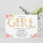 Invitation Monogramme or Baby shower fille (Debout devant)