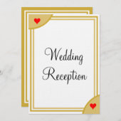 Invitation Monogramme Or Blanc Coeurs de réception de mariage (Devant / Derrière)