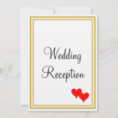 Invitation Monogramme Or Blanc Réception de Mariage Cœurs Rou (Devant)