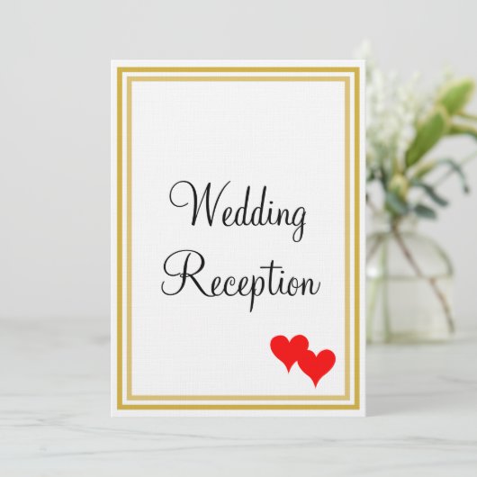 Invitation Monogramme Or Blanc Réception de Mariage Cœurs Rou (Debout devant)