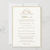 Invitation Monogramme or et ivoire Mariage arabe (Devant)
