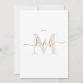 Invitation Monogramme Or & Gris Écriture Cursive Mariée Paren (Devant)