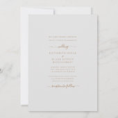 Invitation Monogramme Or & Gris Écriture Cursive Mariée Paren (Dos)