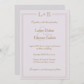 Invitation Monogramme or lilac gris esperie et mariage modern (Devant / Derrière)