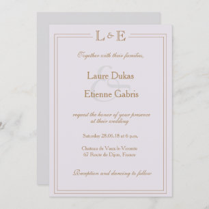 Invitation Monogramme or lilac gris esperie et mariage modern